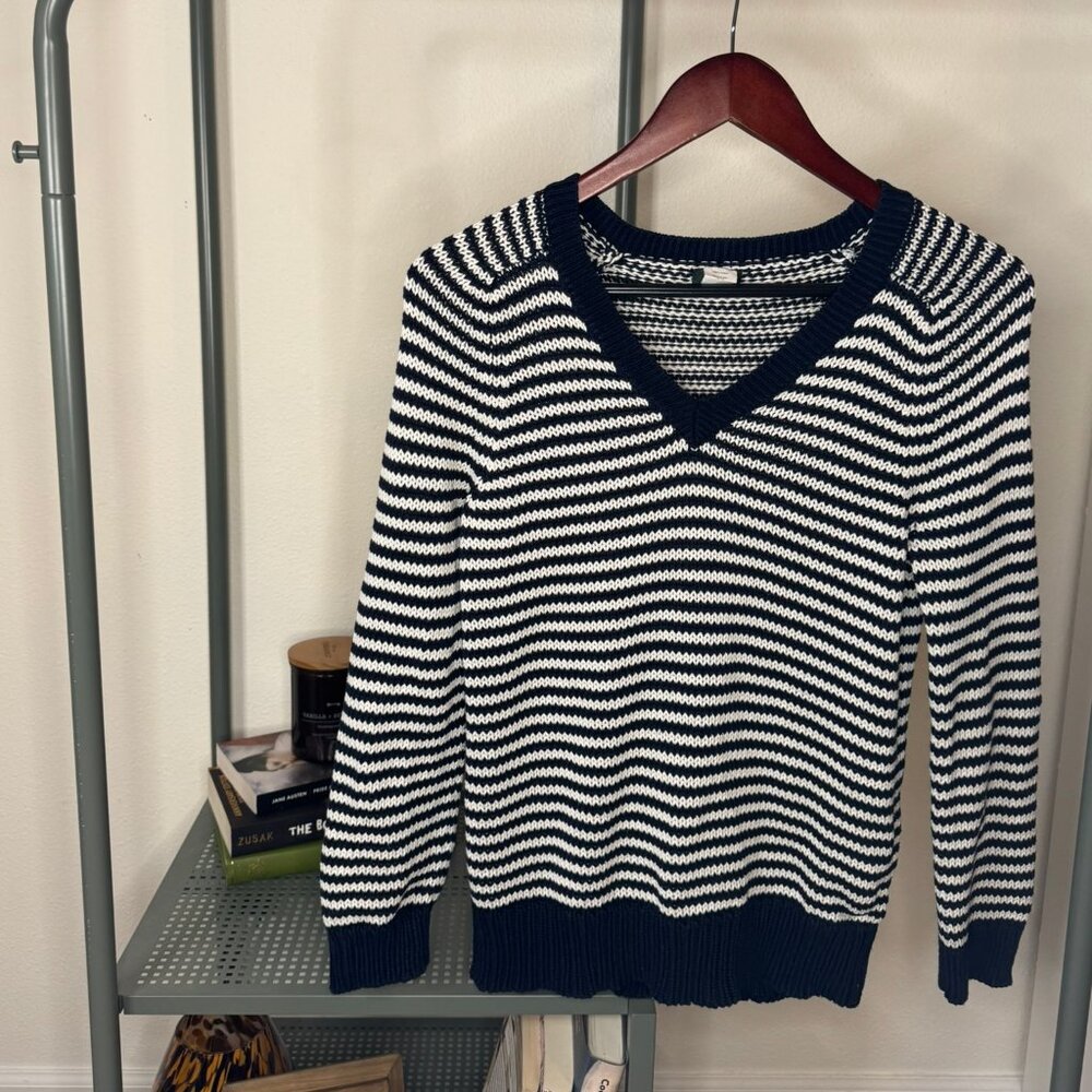 Navy and White Striped JCrew Sweater